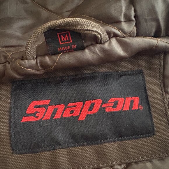 Mens Snap On Tools Brown Insulated Hooded Canvas Jacket Size Medium 123408 - Picture 6 of 11